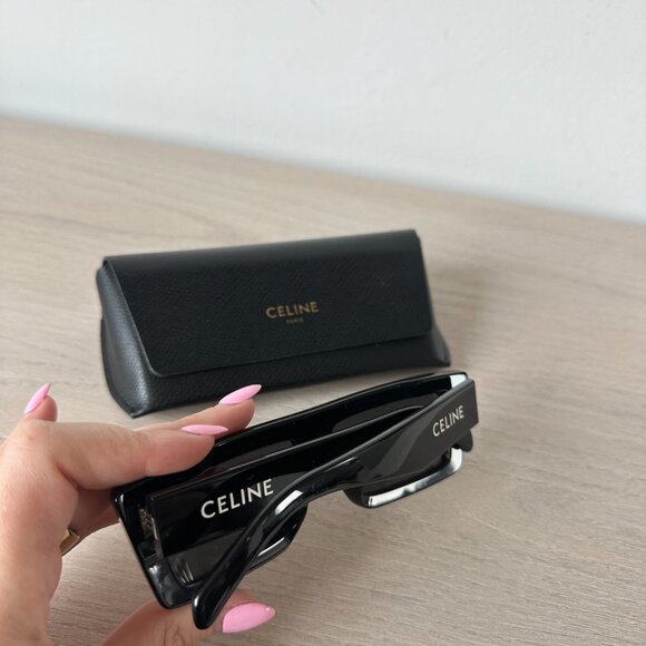 NWOT Celine CL40214U Square Sunglasses Monochrome Black - Picture 11 of 12